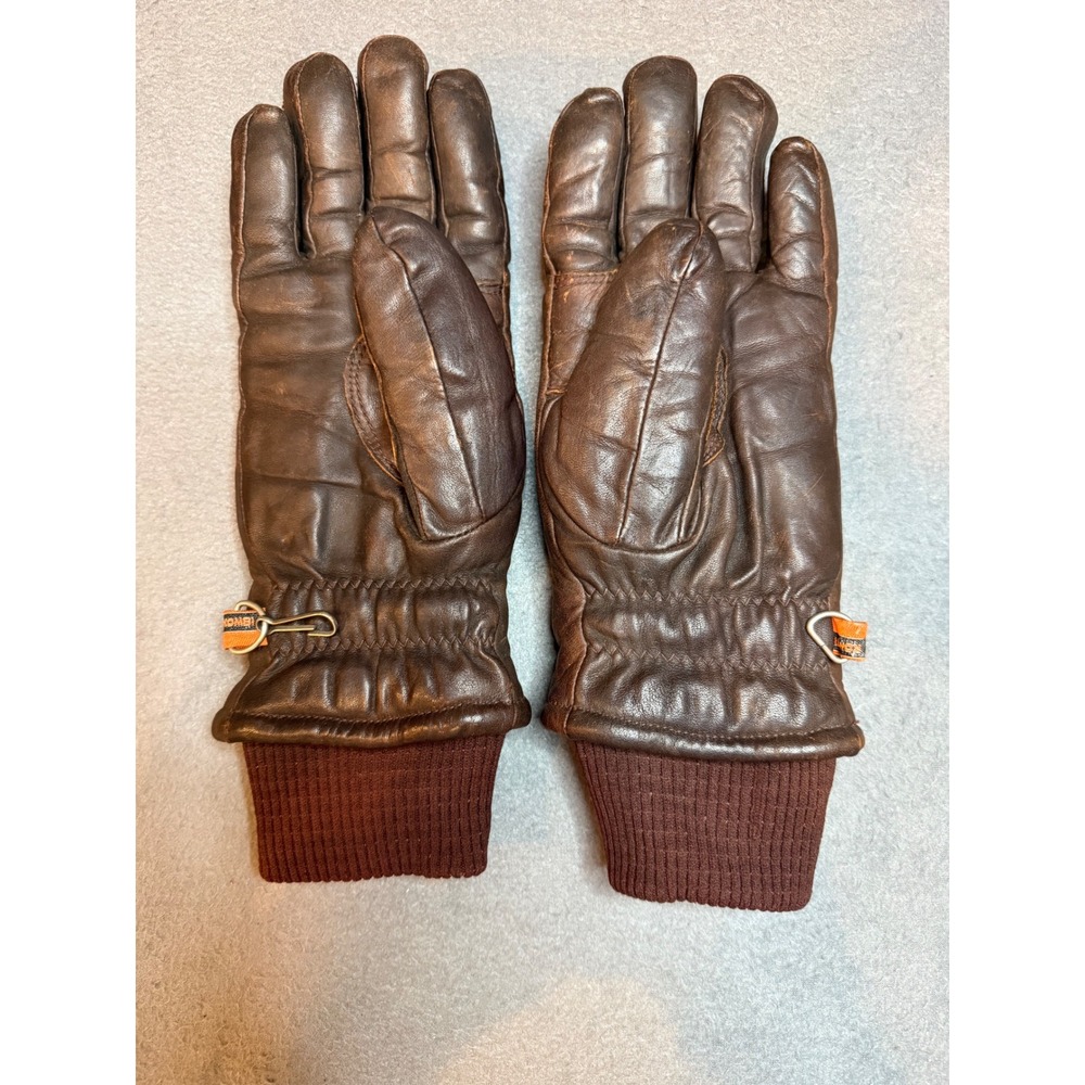 Vintage 70s Kombi Leather Ski Ladies Large Gloves Colorblock Padded Racer Brown - Picture 2 of 8
